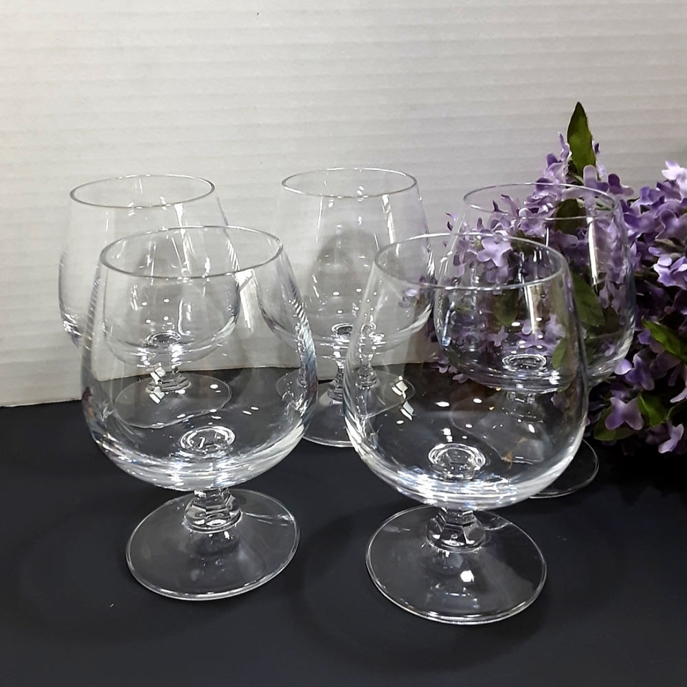 5 Crystal Brandy Snifters Cognac Elegant Cocktail Glasses Goblets Barware